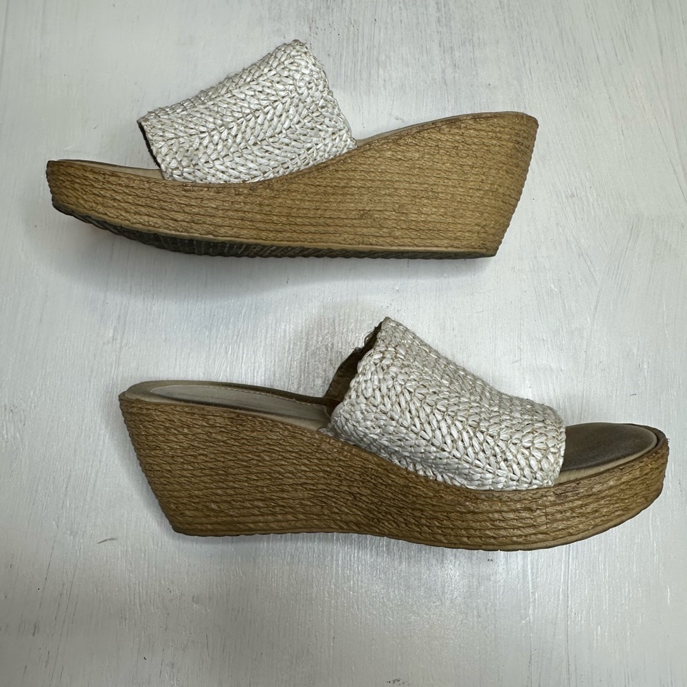 Sbicca Woven Slide Wedge Sandals Women’s 8M Cream Espadrille Platform - Picture 3 of 10